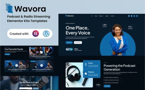 Wavora - Podcast & Radio Streaming Elementor Template Kit